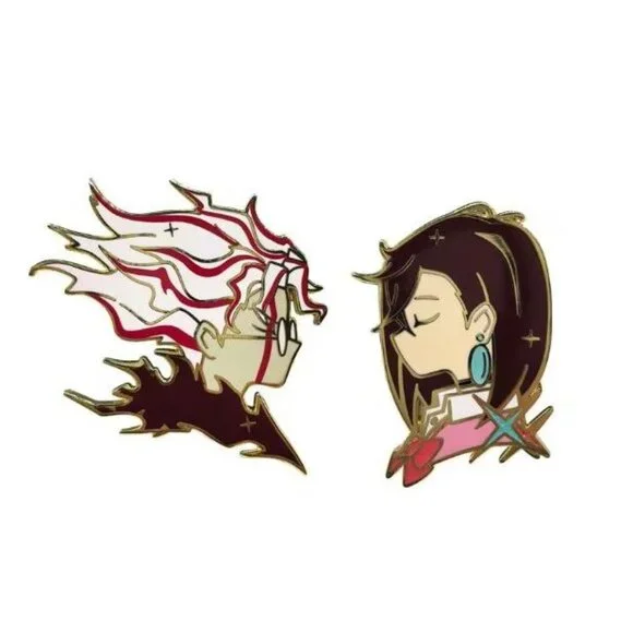 Okarun & Momo Enamel Pin Set – Dandadan Anime Couple Silhouette Gold Edition - Picture 3 of 7